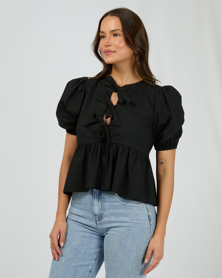 Silent Theory | Aftersun Linen Top - Black