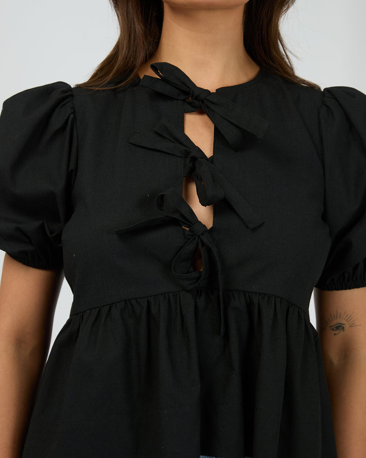 Silent Theory | Aftersun Linen Top - Black