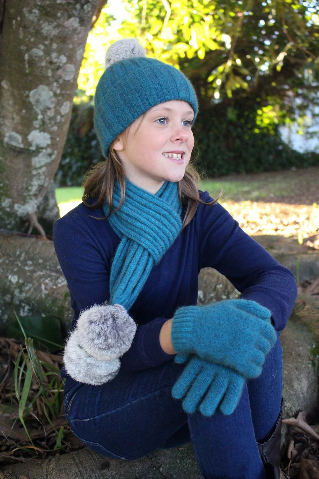 Child's Merino & Possum Cottontail Beanie Teal