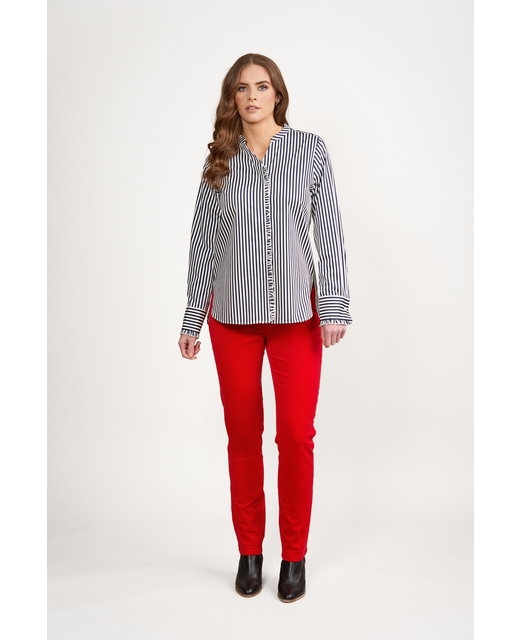 Shirt V Neck Ruffle Trim