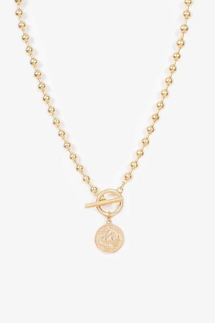 Ball Chain Fob with Coin Gold