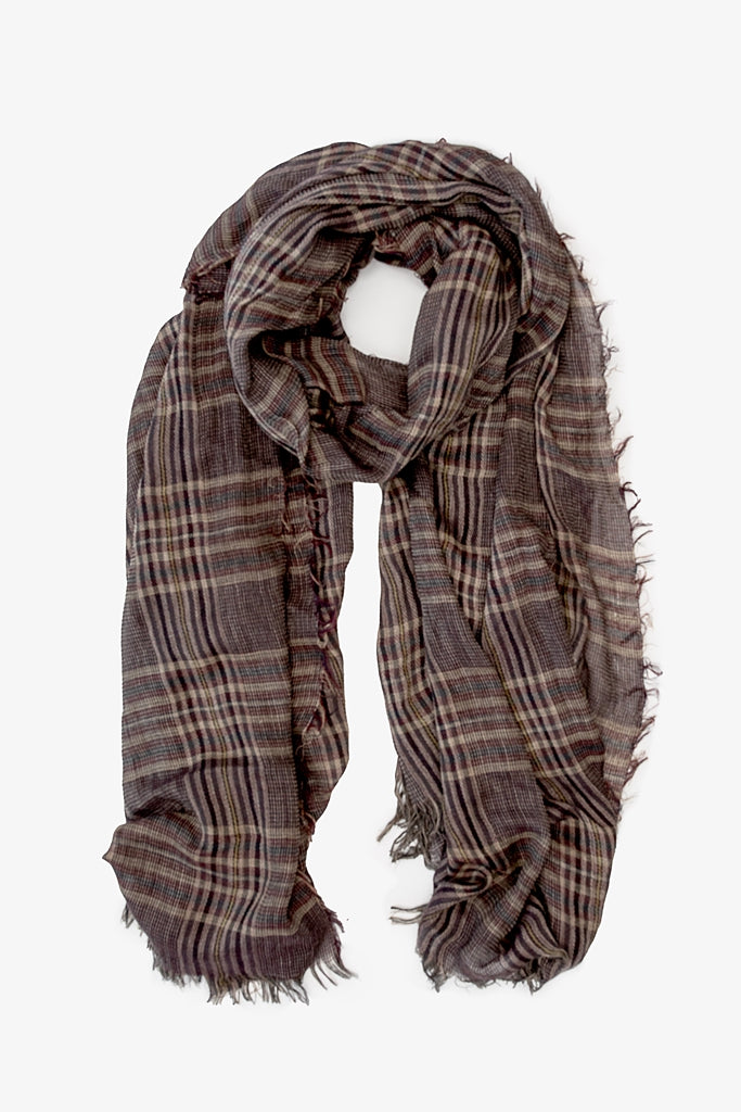Serene Plaid Scarf Autumn Merlot