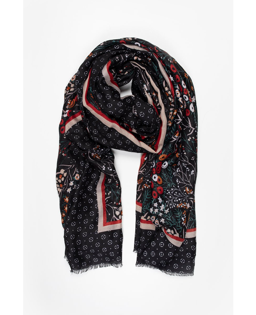 Black Floral Scarf