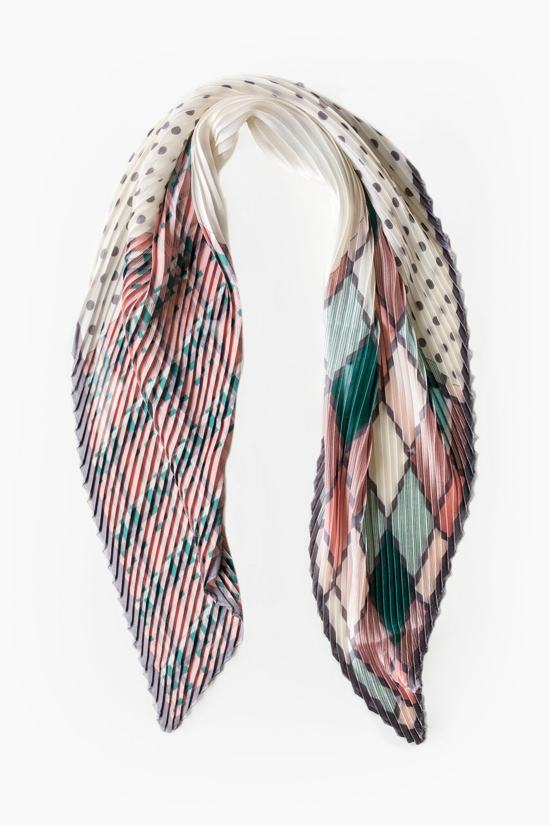 Scarf Pleated Pink & Green Plaid