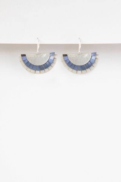 Textured Blue & Silver Earring