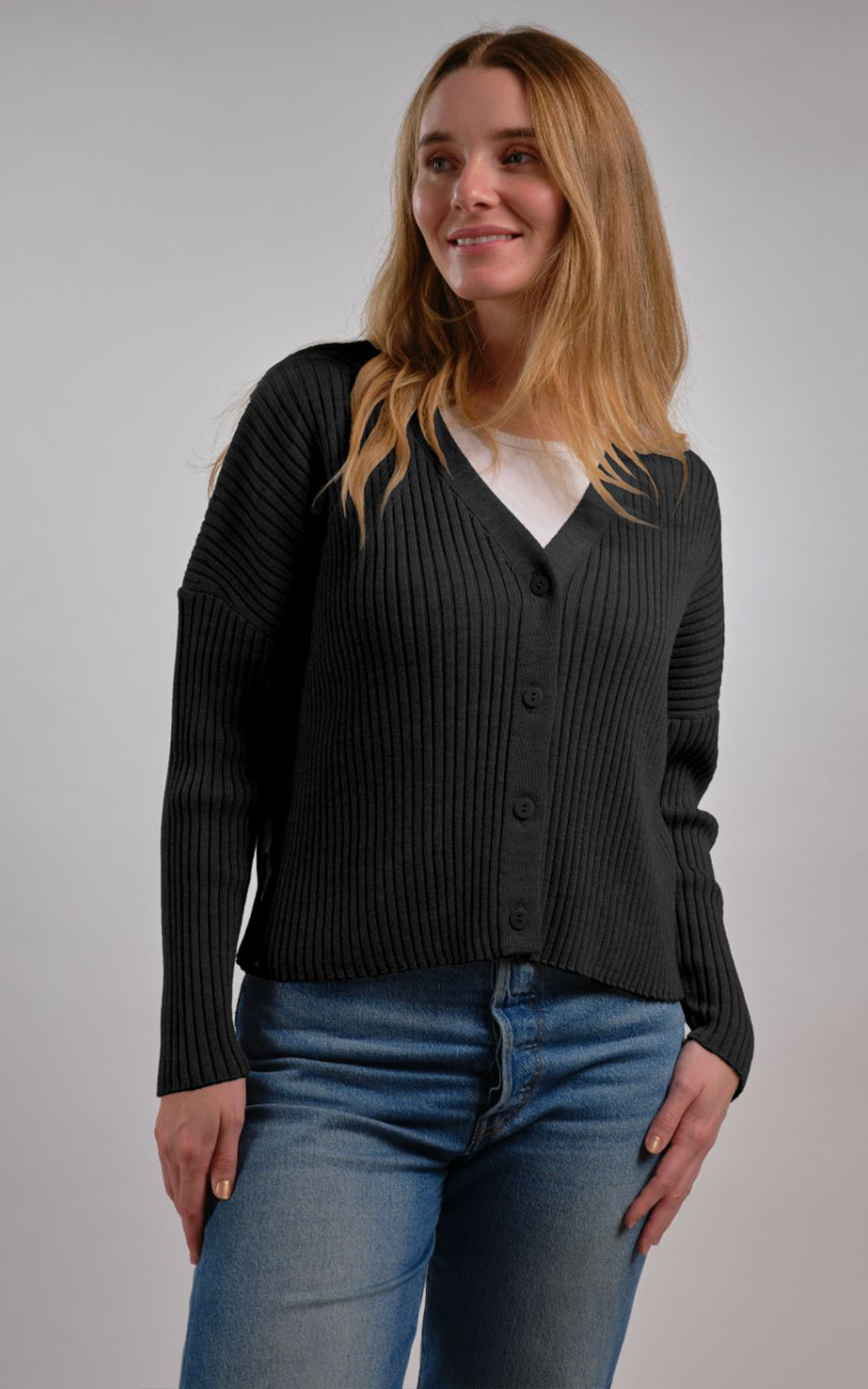 Easy Rib Vee Cardigan