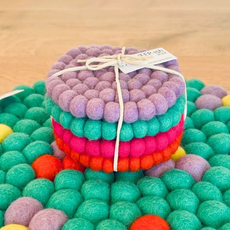 Felt Ball Coaster Bright Stack