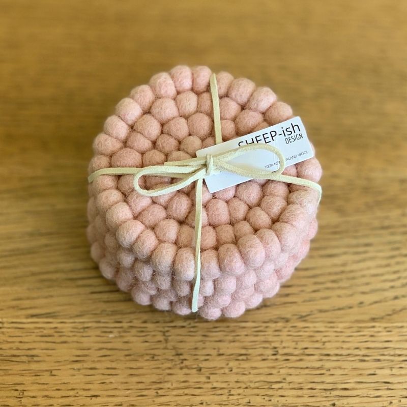 Felt Ball Coasters Blush