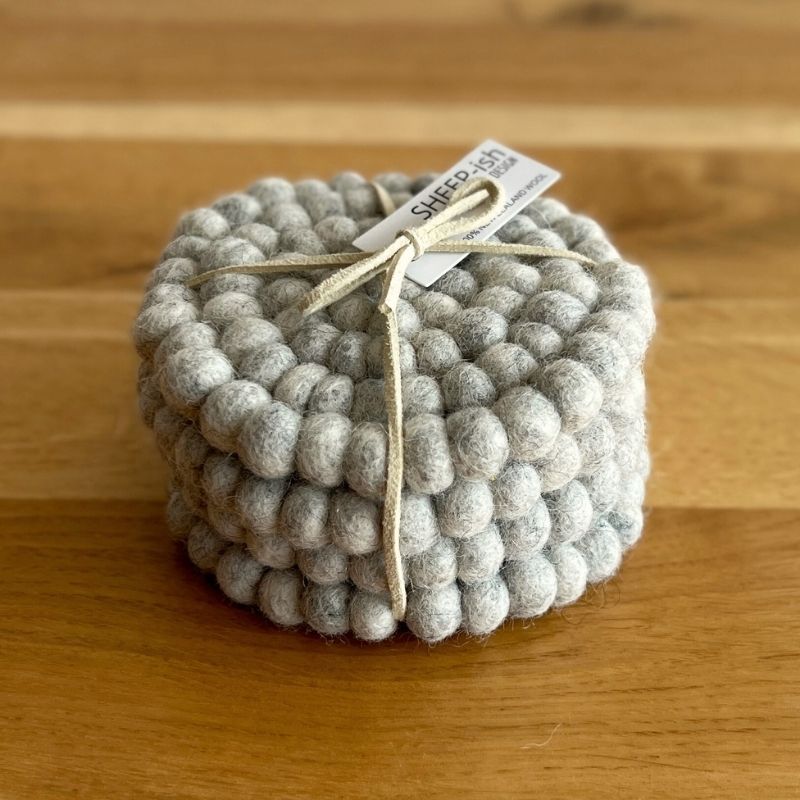 Felt Ball Coasters Grey