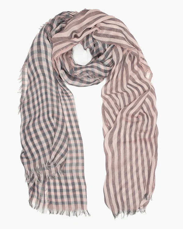 Gingham Check Scarf Blush & Stone