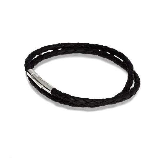 Black Double Leather Journey Bracelet - 19cm