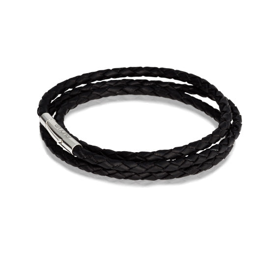 Black Triple Leather Journey Bracelet - 19cm