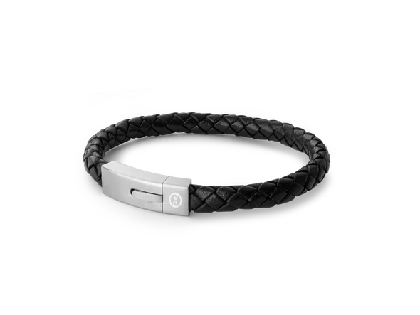 Latitude Unisex Bracelet Black/Steel Clasp - 22cm