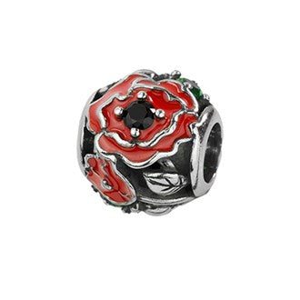 Charm Poppy - Enamel and Silver