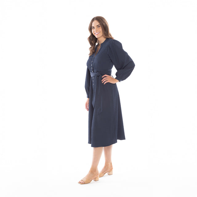Contentment Midi Dress Navy Ripple