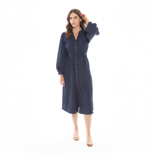Contentment Midi Dress Navy Ripple
