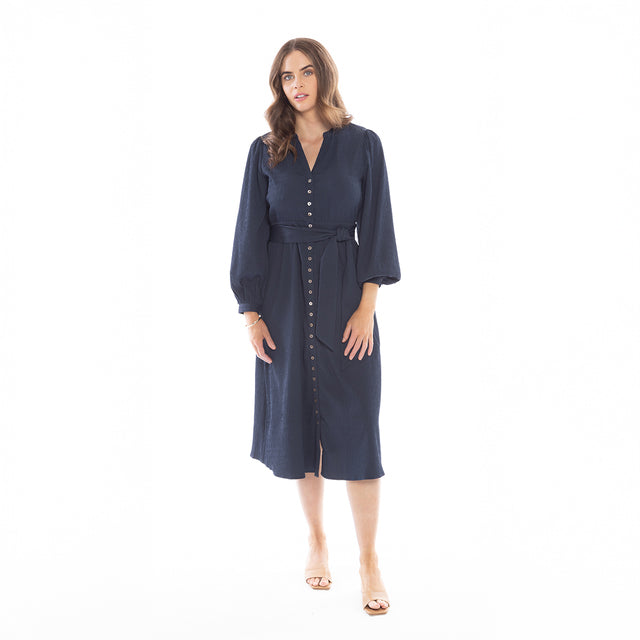Contentment Midi Dress Navy Ripple