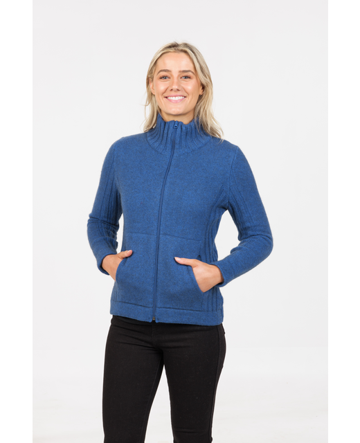 Possum Merino Essential Full Zip Jacket Cornflower