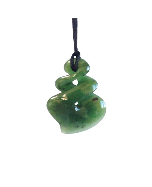 Pendant NZ Jade Dble Twist w/tail 40mm