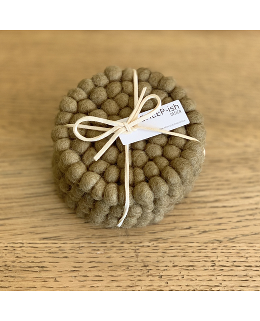 Felt Ball Coasters Olive