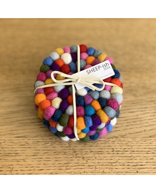 Felt Ball Coasters Rainbow
