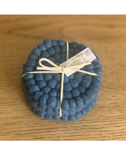 Felt Ball Coasters Teal