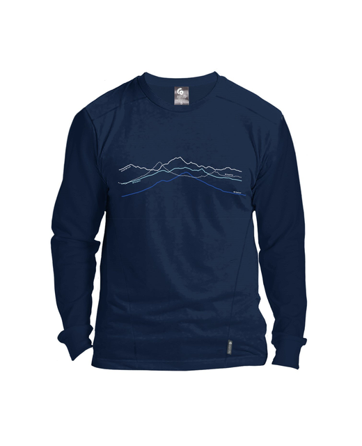 T/Shirt LS Merino Mountain Peaks NZ MADE