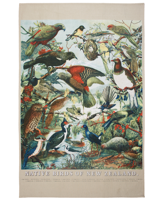 Tea Towel Native Birds of NZ