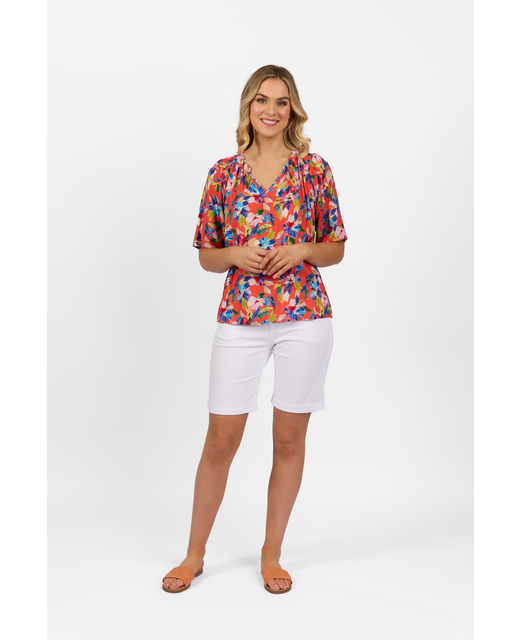 Short Sleeve V Neck Top