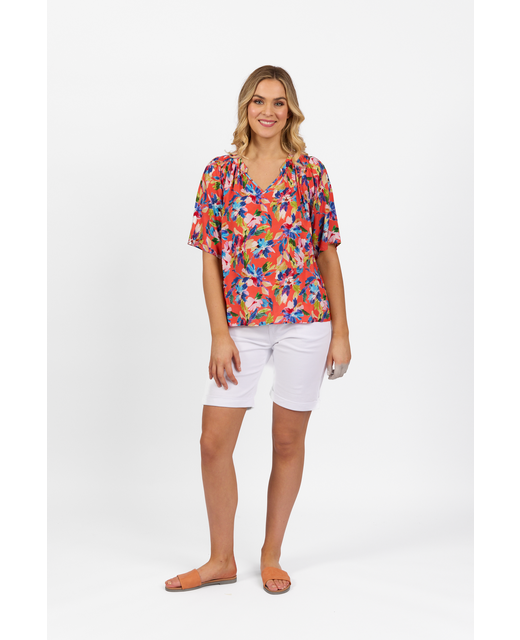 Short Sleeve V Neck Top