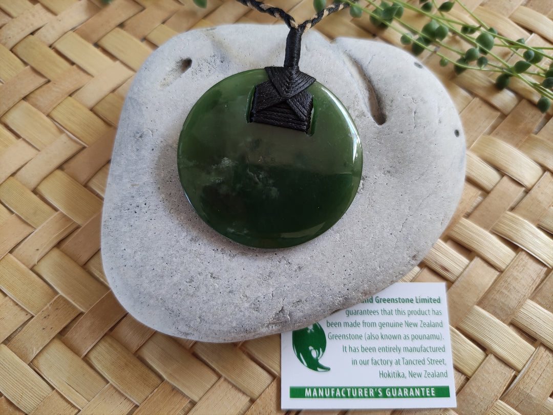 Pendant NZ Jade Disc Wrapped - 40mm
