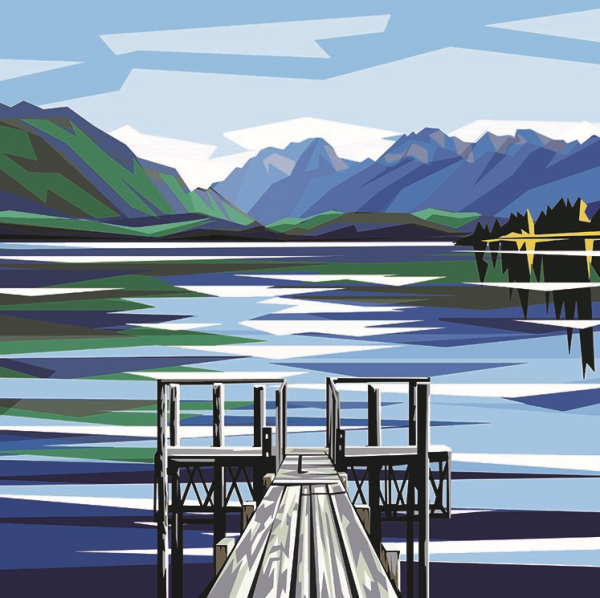 Lake Te Anau in White Frame
