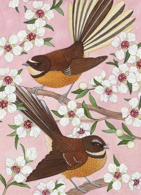 Lens Cloth Fantails on Branch
