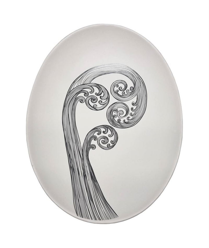 Bowl 24cm Ponga Frond 1 Black On White