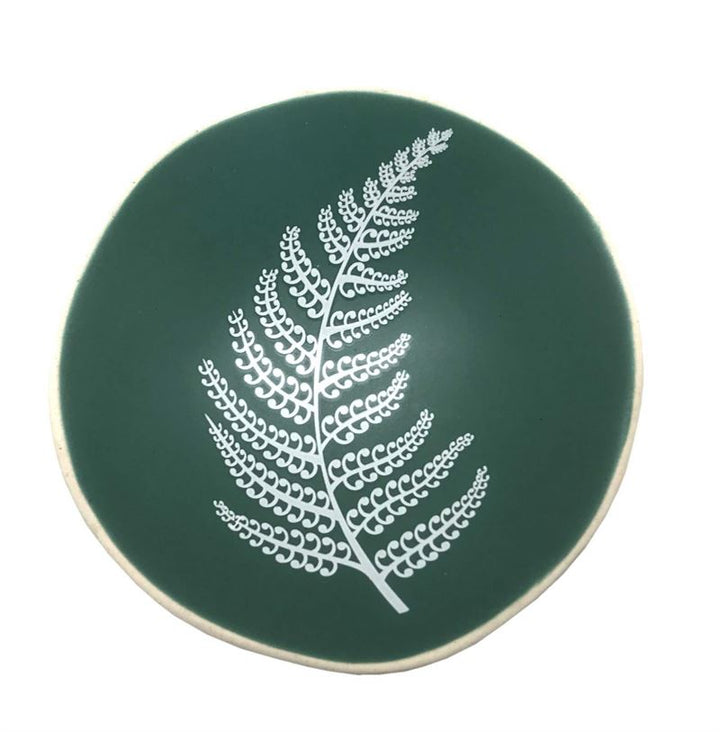 Bowl 7cm White Fern on Green