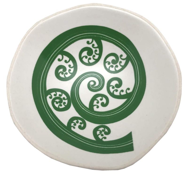 Bowl 7cm Green Fern Frond on White
