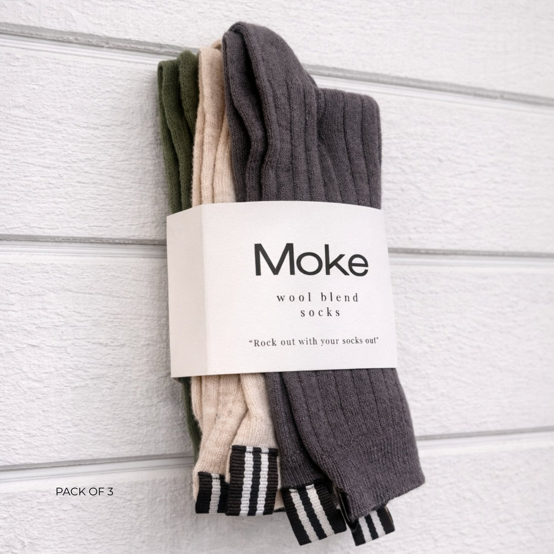 Moke | Lily Wool Blend Socks - Cocoa/Blush/Bonsai