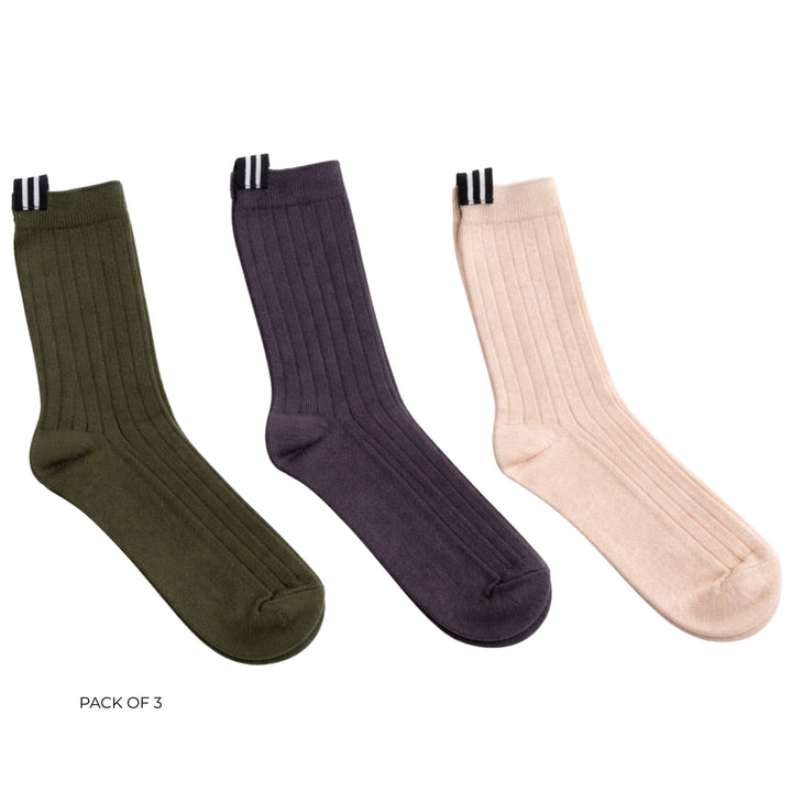 Moke | Lily Wool Blend Socks - Cocoa/Blush/Bonsai