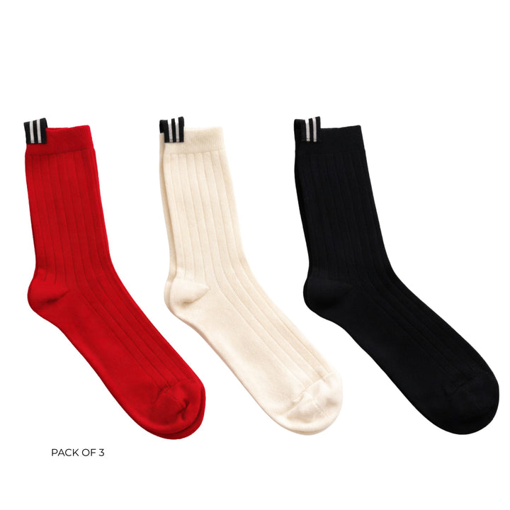 Moke | Lily Woold Blend Socks - Black/Cream/Tomatoe