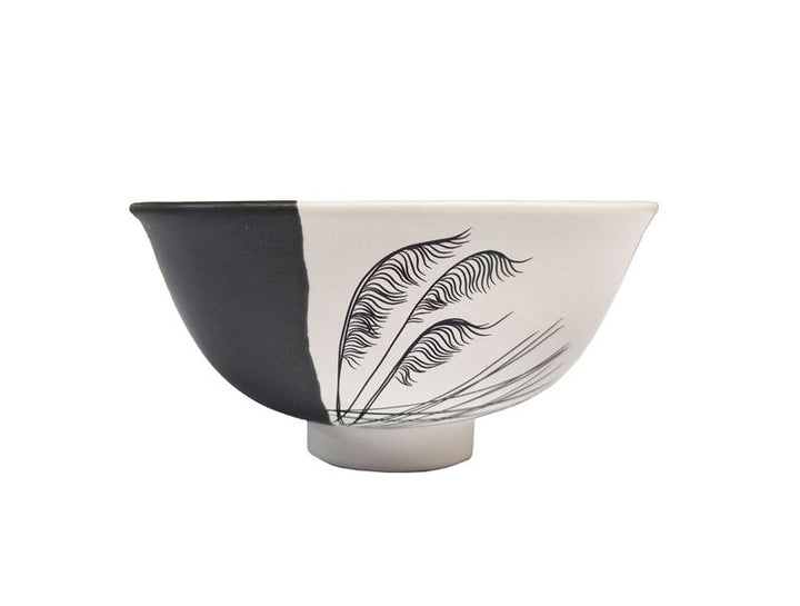 Bowl 11cm Toetoe Dipped Black on White