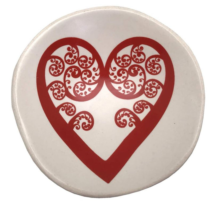 Bowl 7cm Red Aroha Fern on White