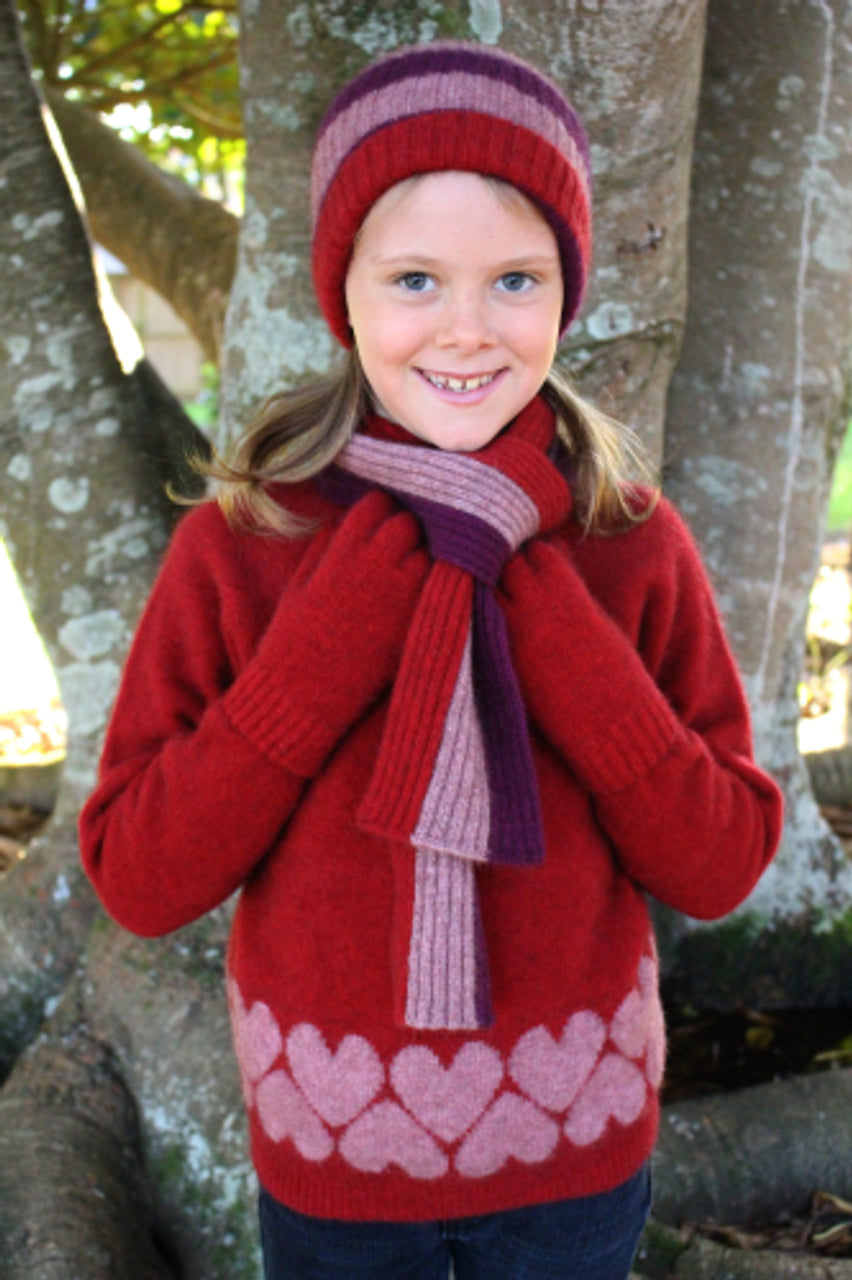 Childs Stripe Possum Merino Rib Scarf