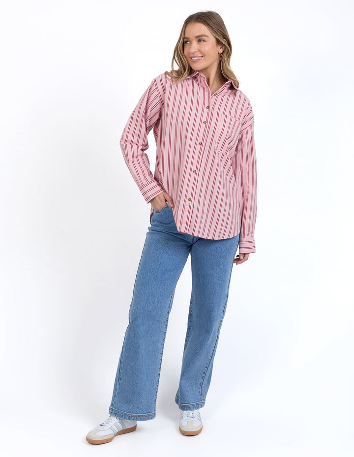 Foxwood | Staple Shirt - Pink with Berry Stripe