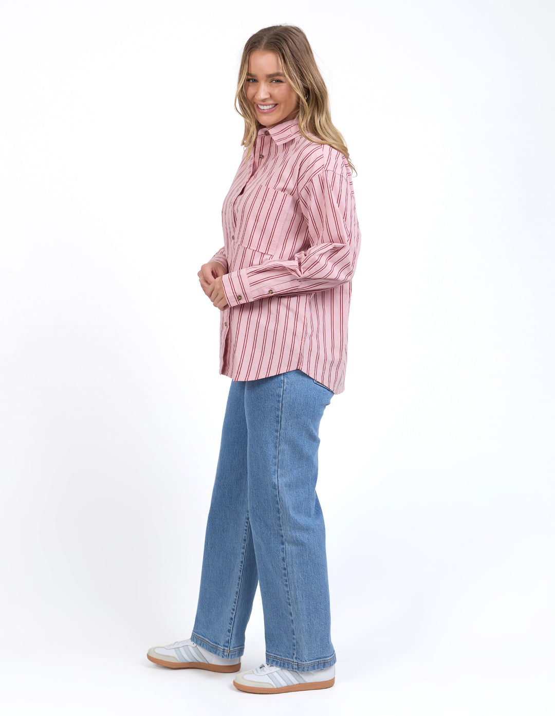Foxwood | Staple Shirt - Pink with Berry Stripe