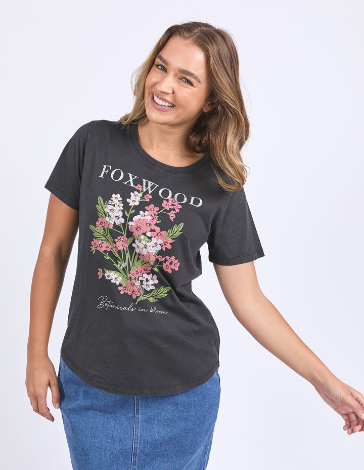 Foxwood | Flowers Tee - Washed Black