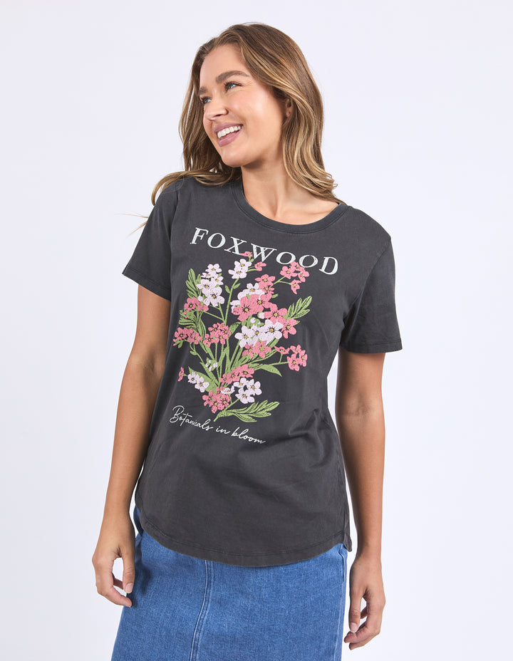 Foxwood | Flowers Tee - Washed Black