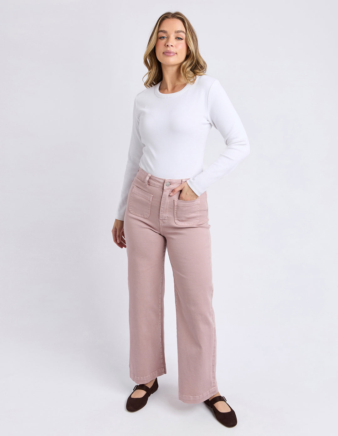 Foxwood | Sarah Wide Leg Jean - Woodrose
