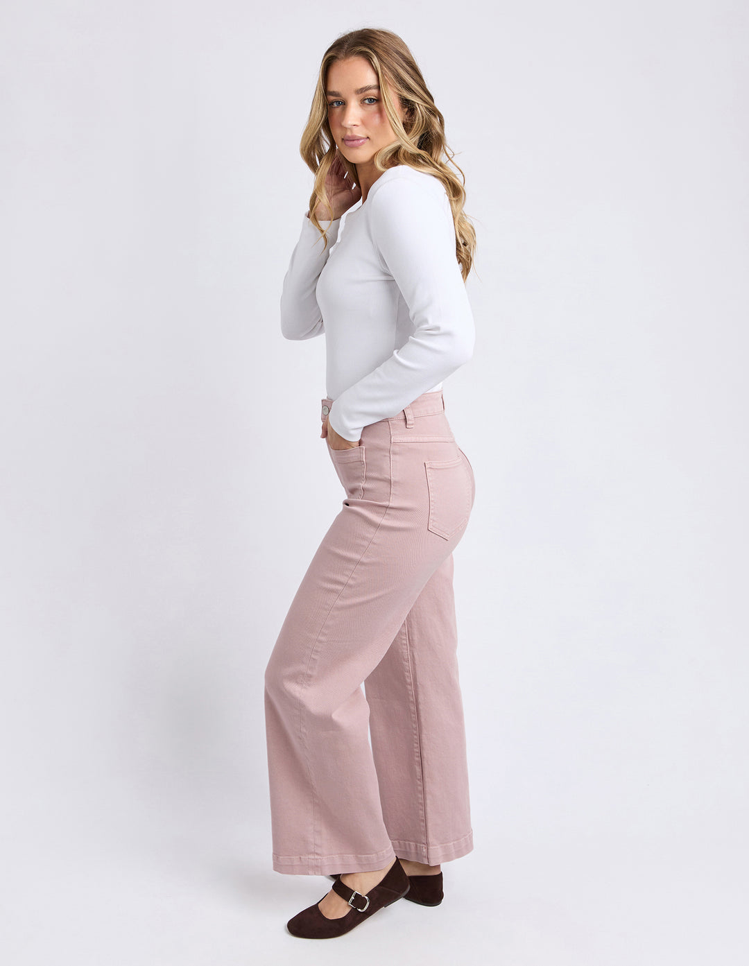 Foxwood | Sarah Wide Leg Jean - Woodrose
