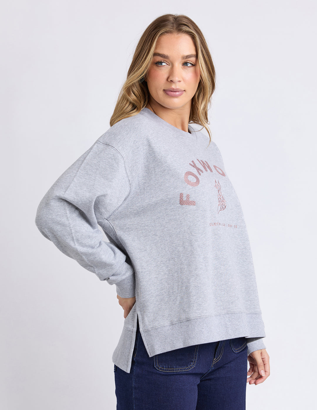 Foxwood | Effortless Contrast Crew - Grey Marl