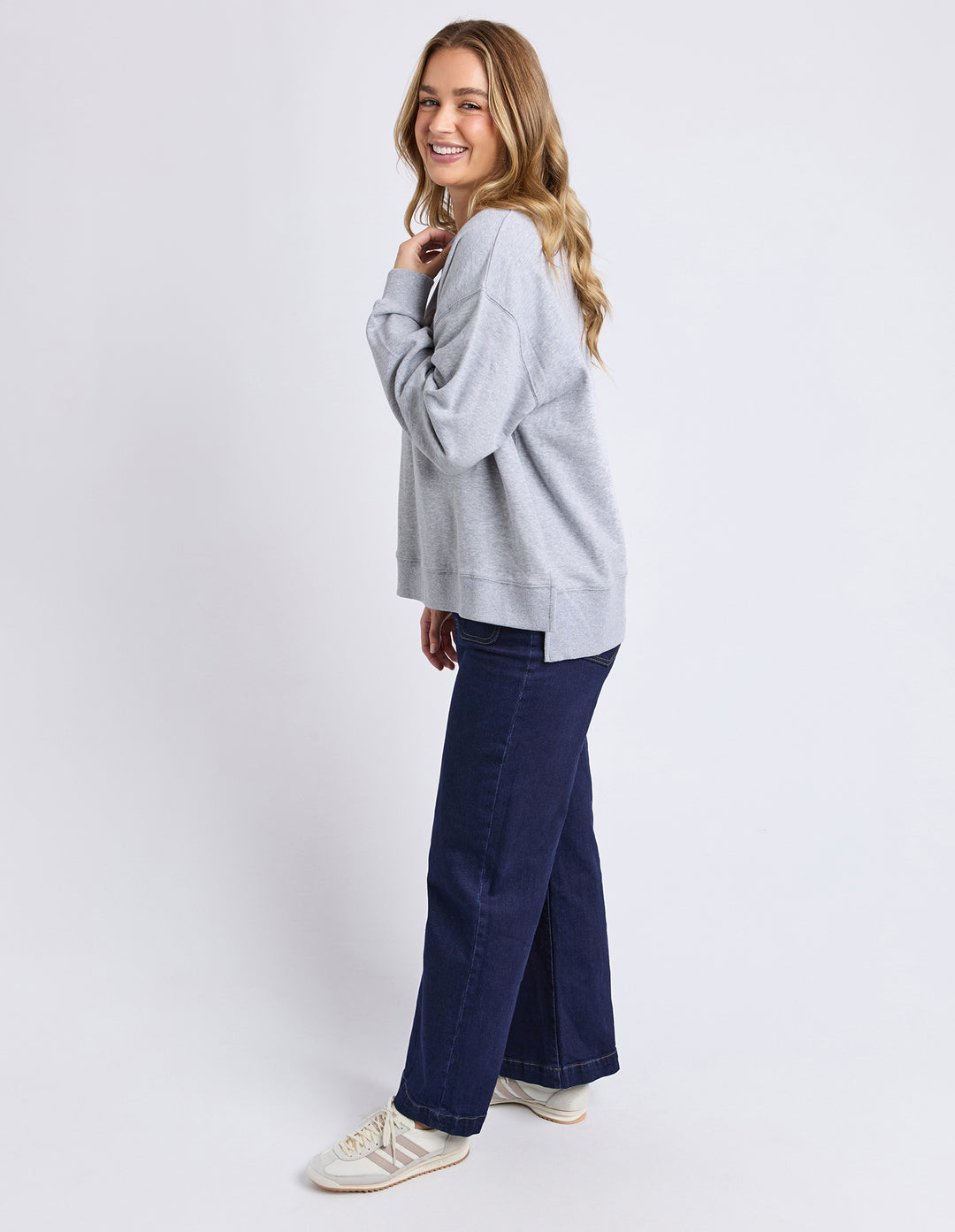 Foxwood | Effortless Contrast Crew - Grey Marl
